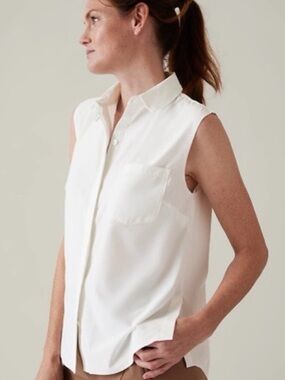 Athleta M UPF 50+ Quick Dry Performance Tech Sleeveless Button Up Top Outdoor